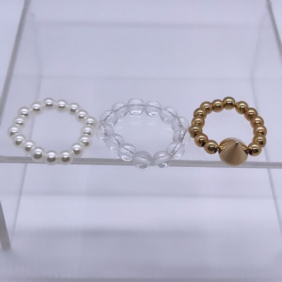 NWT Wool + Pepper Co. Beaded Ring Stack (3 Rings) - Picture 5 of 6